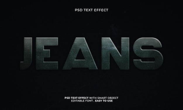 PSD efecto de texto editable jeans