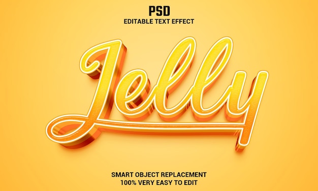 Efecto de texto editable jelly 3d con fondo psd premium