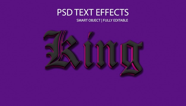 PSD efecto de texto editable king 3d psd