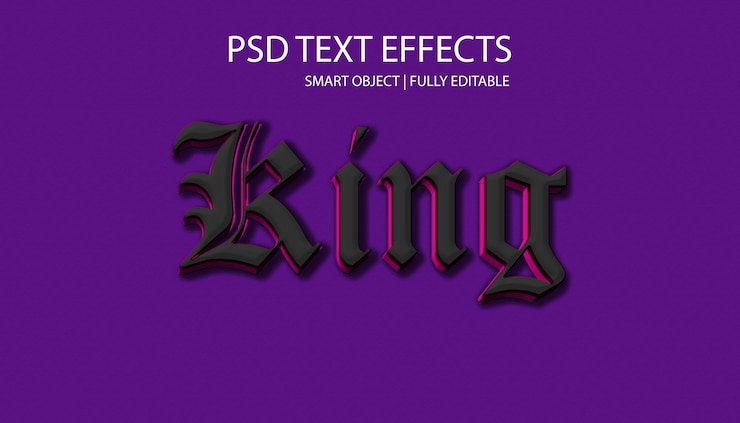 PSD efecto de texto editable king 3d psd