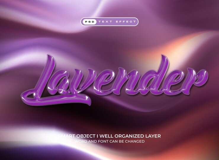 PSD efecto de texto editable de lavanda