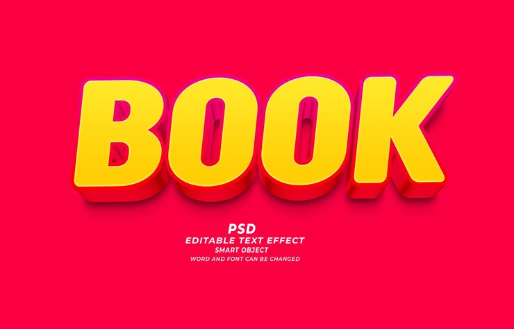 PSD efecto de texto editable de libro psd 3d