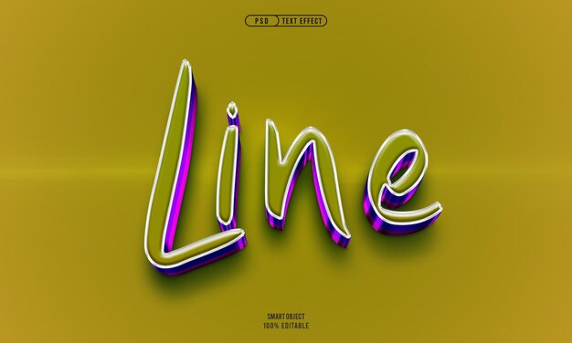 Efecto de texto editable de la línea 3d de Psd