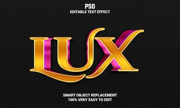 Efecto de texto editable lux 3d con fondo psd premium