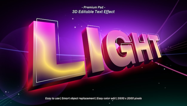 Efecto de texto editable con luz 3D