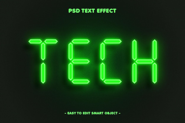 Efecto de texto editable con luz tecnológica