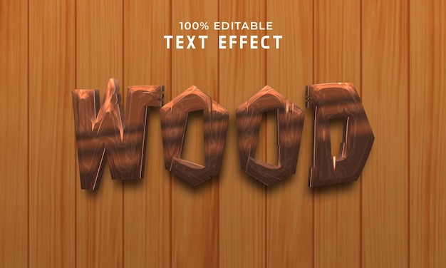 Efecto de texto editable en madera 3D