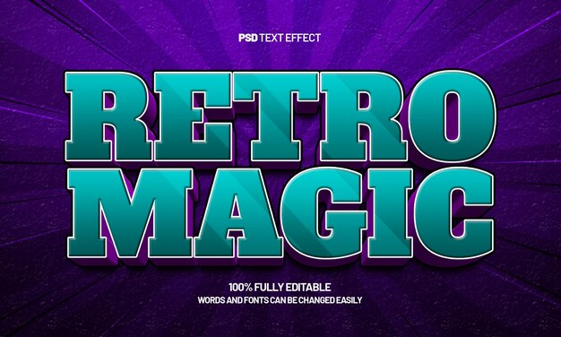 efecto de texto editable mágico retro con un efecto de texto retro y antiguo