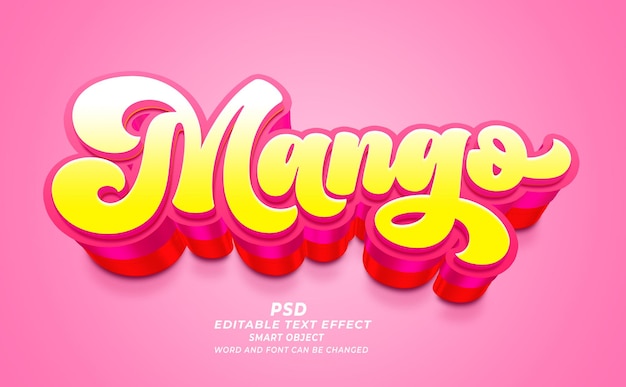 Efecto de texto editable Mango PSD 3D