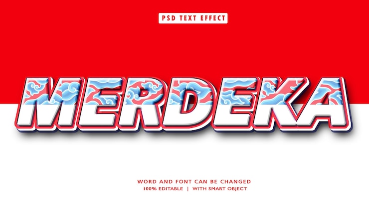PSD efecto de texto editable merdeka 3d