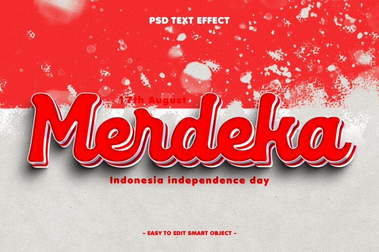 PSD efecto de texto editable merdeka de indonesia