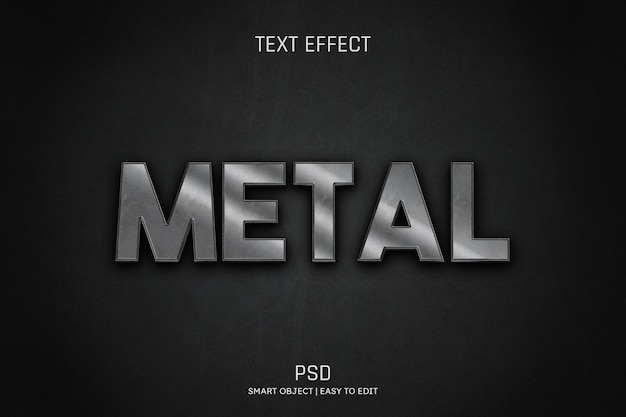 Efecto de texto editable de metal psd