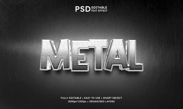 PSD efecto de texto editable de metal