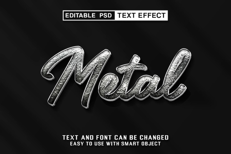 PSD efecto de texto editable de metal