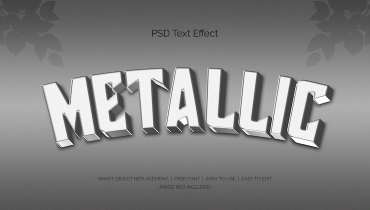 PSD efecto de texto editable metálico 3d