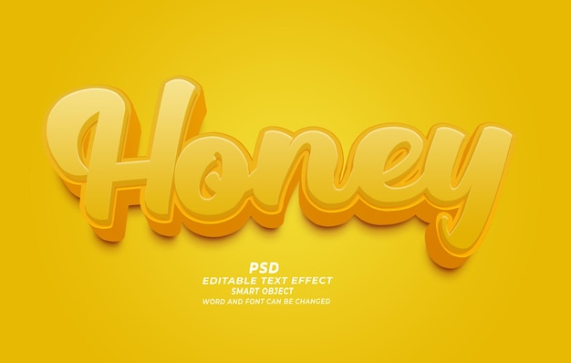 Efecto de texto editable de miel PSD 3d