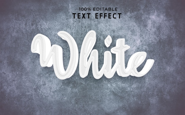 Efecto de texto editable minimalista blanco simple y realista
