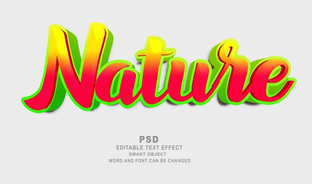 PSD efecto de texto editable de la naturaleza 3d de psd