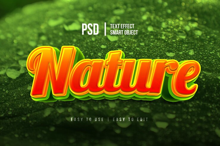 PSD efecto de texto editable de naturaleza 3d