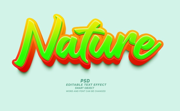 Efecto de texto editable de Nature PSD 3D