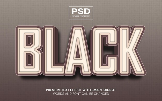 Efecto de texto editable negro 3d