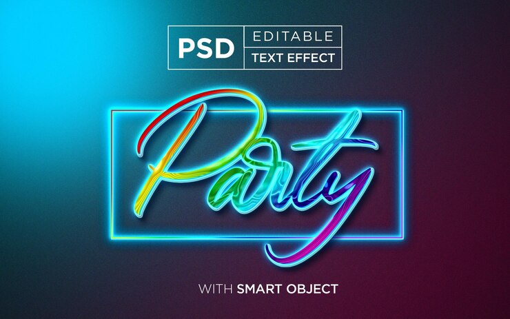 PSD efecto de texto editable de neón del arco iris efecto de texto de brillo de neón efecto de texto de fiesta nocturna