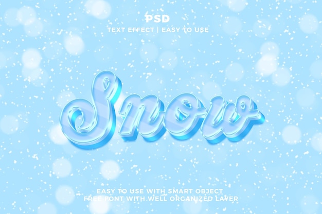 Efecto de texto editable en nieve 3D con fondo