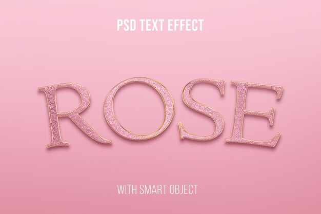 Efecto de texto editable de oro rosa