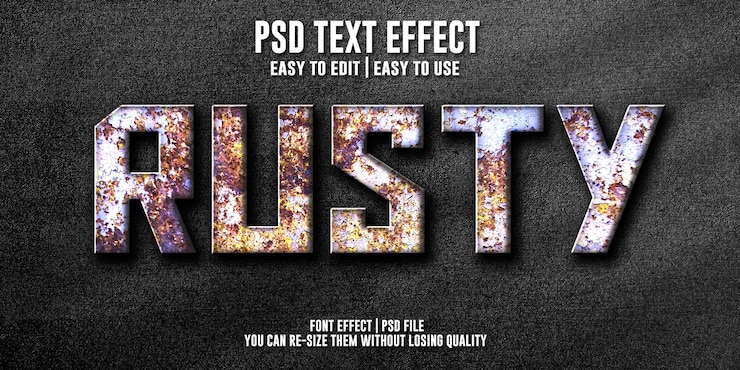 PSD efecto de texto editable oxidado