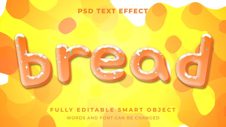 PSD efecto de texto editable de pan de jengibre