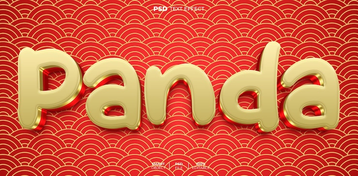 PSD efecto de texto editable panda 3d
