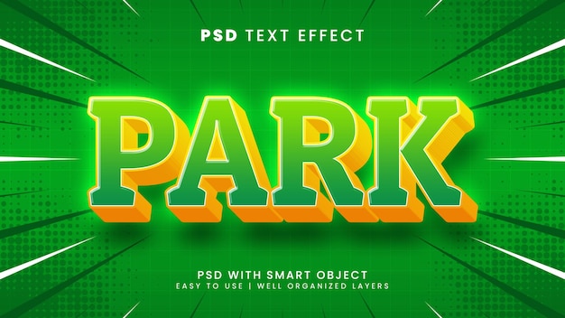 Efecto de texto editable park 3d con estilo de texto feliz y divertido