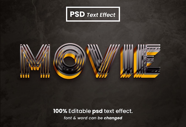 PSD efecto de texto editable de película 3d