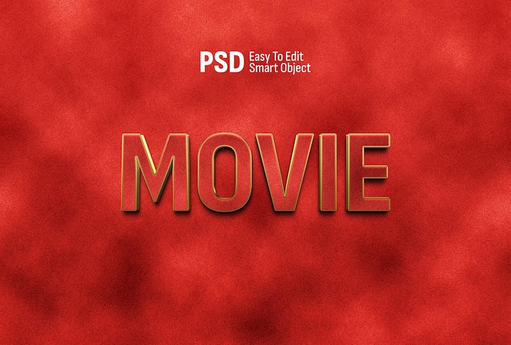PSD efecto de texto editable de película 3d