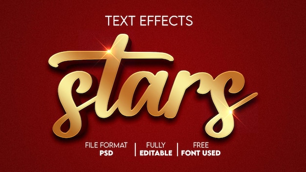 Efecto de texto editable y personalizado de estrellas en PSD