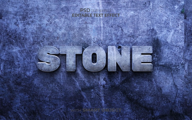 efecto de texto editable de piedra con textura de fondo efecto de texto de estilo 3d