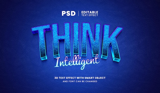 Efecto de texto editable Piense inteligente con texto en 3D