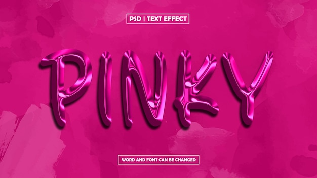 Efecto de texto editable en pinky metálico 3D