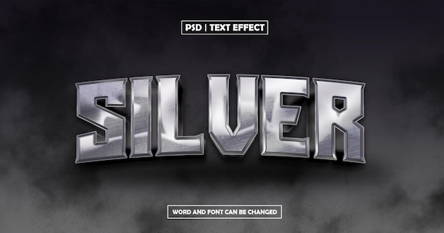 Efecto de texto editable plateado