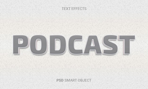 Efecto de texto editable de podcast PSD