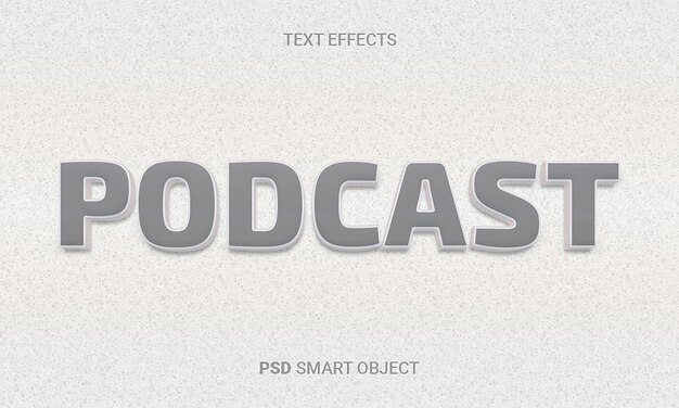 PSD efecto de texto editable de podcast psd