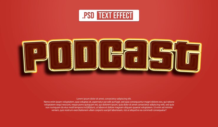 PSD efecto de texto editable de podcast