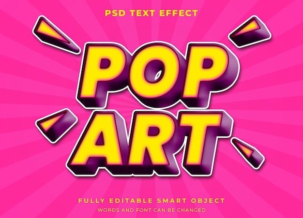 PSD efecto de texto editable pop art