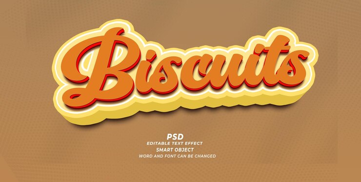 PSD efecto de texto editable psd 3d de galletas