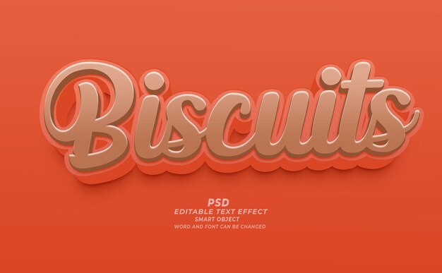 Efecto de texto editable PSD 3D de galletas