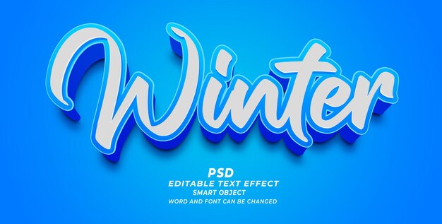 PSD efecto de texto editable en psd 3d de invierno