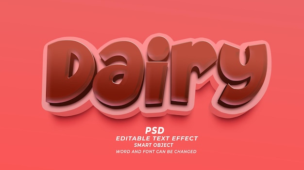 PSD efecto de texto editable para psd 3d de leche