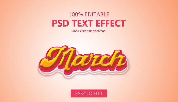 PSD efecto de texto editable para psd 3d march
