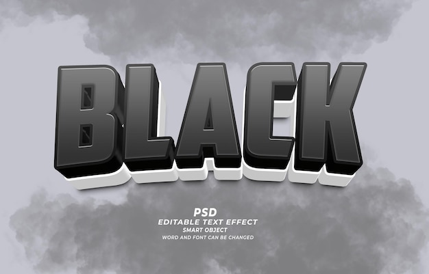 Efecto de texto editable en PSD 3D negro