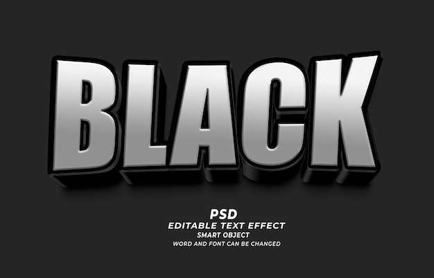 Efecto de texto editable en PSD 3D negro